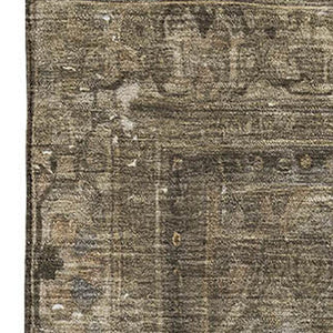 HomeRoots 5' X 8' Floral Medallion Area Rug in Brown, Gray, and Silver - Washable, Stain Resistant, UV Protected 695884