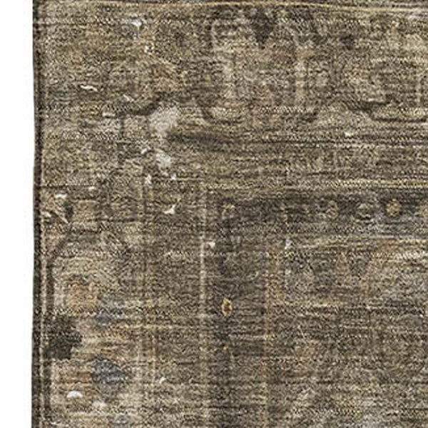 HomeRoots 5' X 8' Floral Medallion Area Rug in Brown, Gray, and Silver - Washable, Stain Resistant, UV Protected 695884