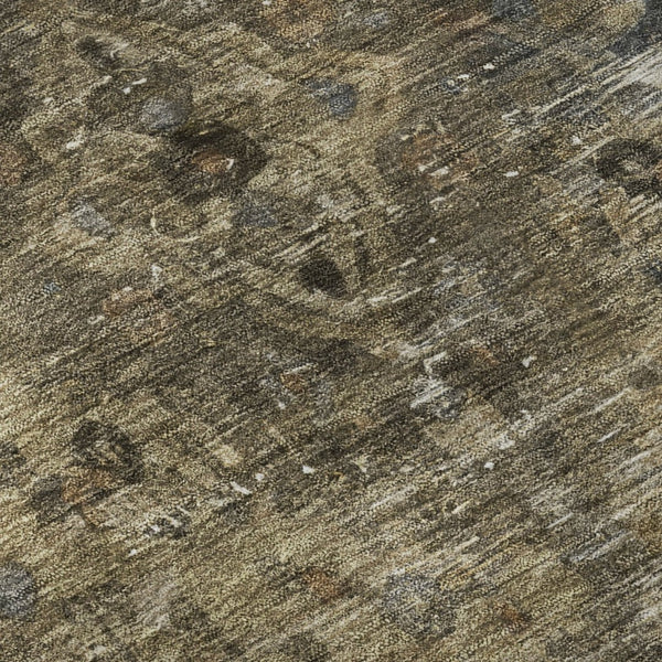 HomeRoots 8' Brown Gray & Silver Floral Medallion Round Rug - Washable, UV Protected, Family-Friendly Elegance 695885