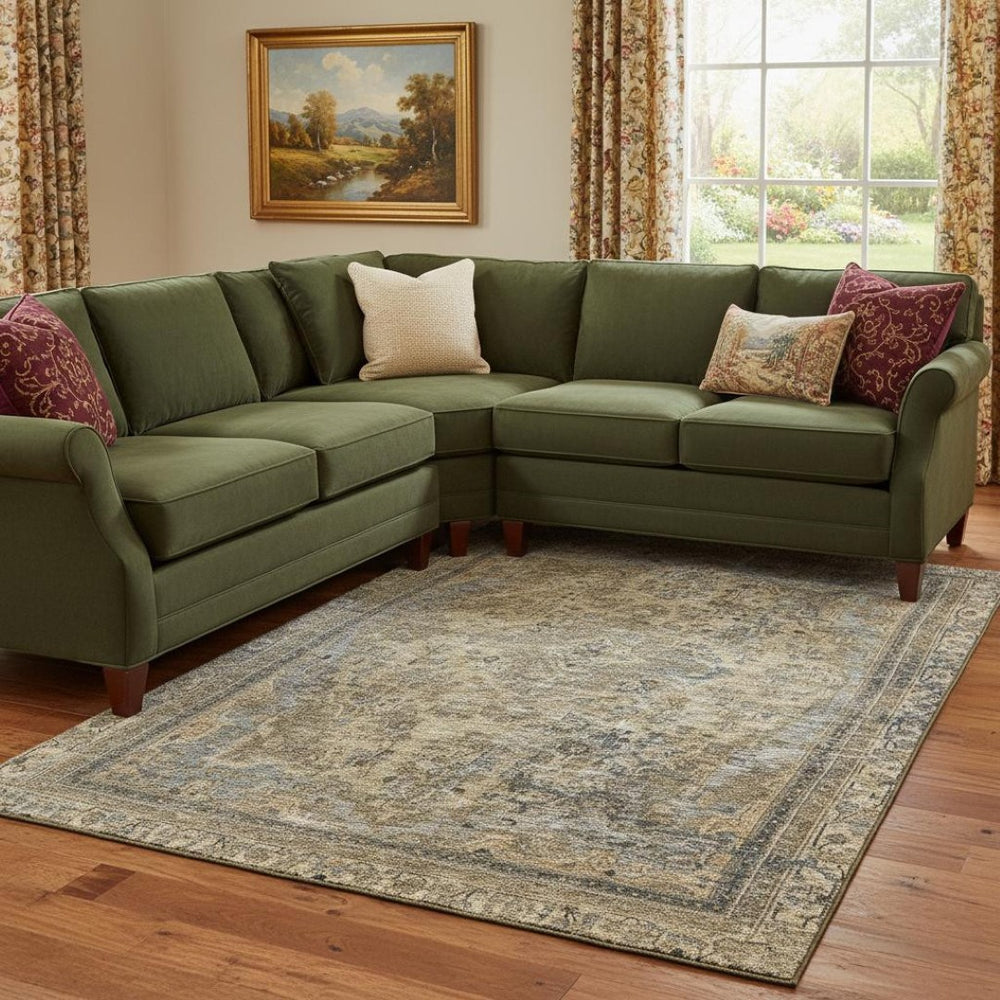 HomeRoots 8' X 10' Floral Medallion Area Rug in Brown, Gray & Silver - Washable, Stain-Resistant, UV Protected! 695886