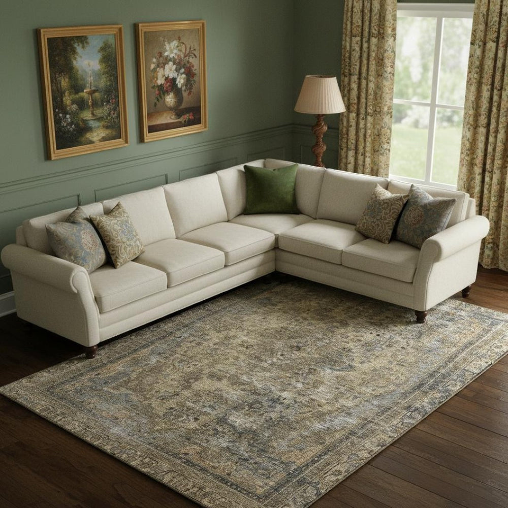 HomeRoots 10' Washable Floral Medallion Area Rug in Brown, Gray & Silver - UV Protected, Durable & Stylish Design 695888