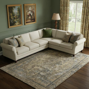 HomeRoots 10' Washable Floral Medallion Area Rug in Brown, Gray & Silver - UV Protected, Durable & Stylish Design 695888