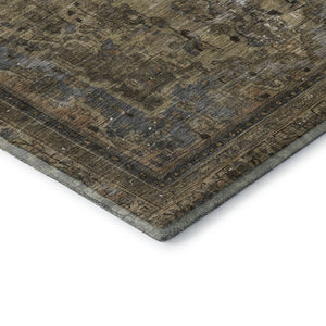 HomeRoots 10' Washable Floral Medallion Area Rug in Brown, Gray & Silver - UV Protected, Durable & Stylish Design 695888