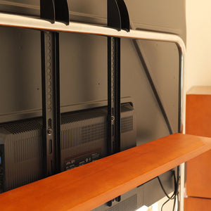 English Elm Walk 360° Movable TV Stand Antique Finish with Metal & Wood Shelves, Fits 43–70" TVs, 200lb Load Black Brown W3318P305324