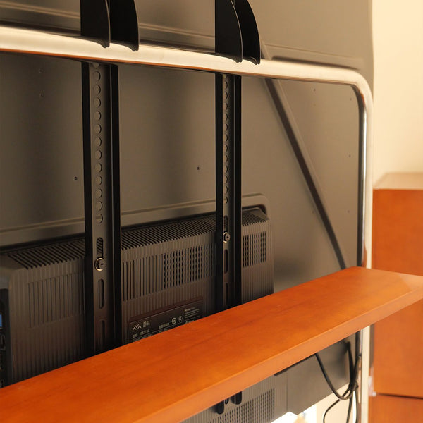 English Elm Walk 360° Movable TV Stand Antique Finish with Metal & Wood Shelves, Fits 43–70" TVs, 200lb Load Black Brown W3318P305324