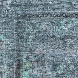 HomeRoots 5' X 8' Floral Medallion Area Rug in Blue-Gray & Silver - Washable, UV Protected for Easy Care 695890