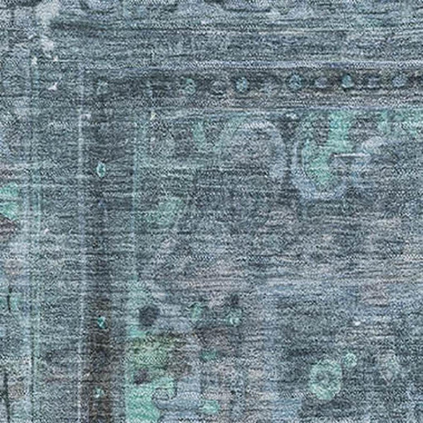 HomeRoots 5' X 8' Floral Medallion Area Rug in Blue-Gray & Silver - Washable, UV Protected for Easy Care 695890
