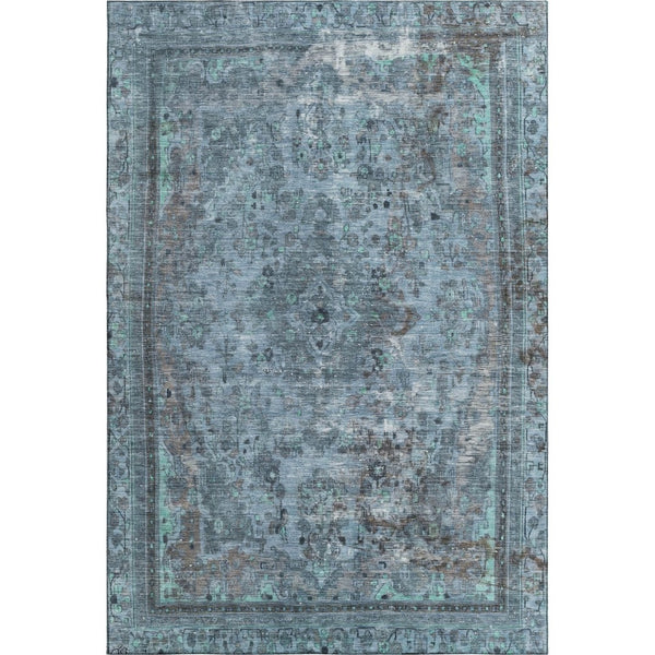 HomeRoots 9' X 12' Blue Gray & Silver Floral Medallion Area Rug – Washable, UV Protected & Stain Resistant Design 695893