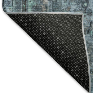 HomeRoots 9' X 12' Blue Gray & Silver Floral Medallion Area Rug – Washable, UV Protected & Stain Resistant Design 695893