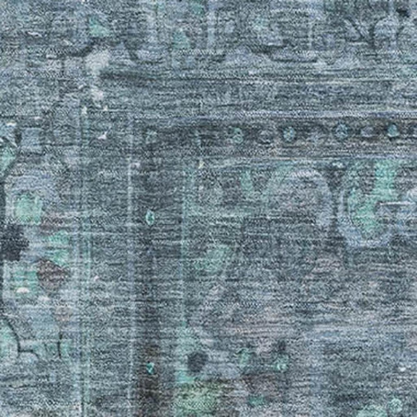 HomeRoots 9' X 12' Blue Gray & Silver Floral Medallion Area Rug – Washable, UV Protected & Stain Resistant Design 695893