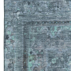 HomeRoots 9' X 12' Blue Gray & Silver Floral Medallion Area Rug – Washable, UV Protected & Stain Resistant Design 695893