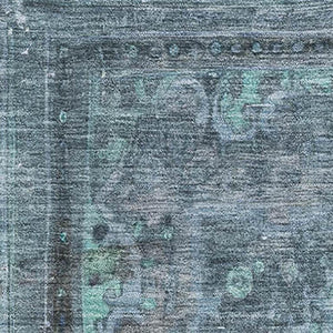 HomeRoots 10' Floral Medallion Area Rug in Blue Gray & Silver - Washable, UV Protected, Durable Design for Homes 695894