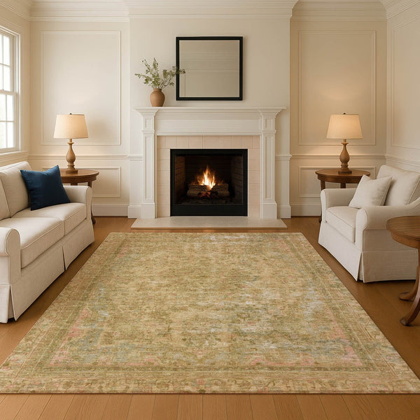 HomeRoots 8' X 10' Coral and Beige Floral Medallion Area Rug - Soft, Durable, Stain-Resistant, UV Protected Design 695898