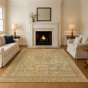 HomeRoots 9' X 12' Coral And Beige Floral Medallion Area Rug - Stylish, Washable, Durable & UV Protected! 695899