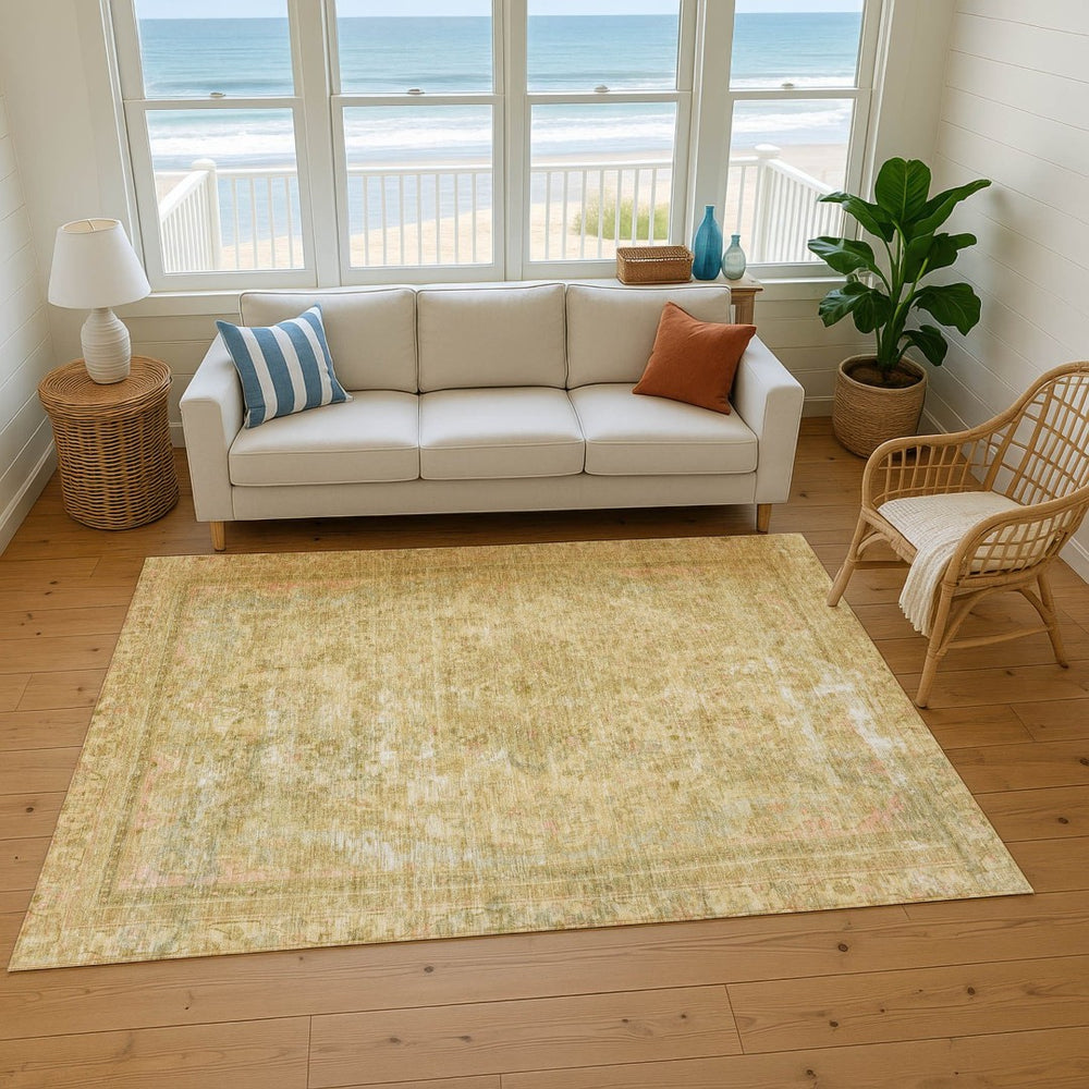 HomeRoots 9' X 12' Coral And Beige Floral Medallion Area Rug - Stylish, Washable, Durable & UV Protected! 695899