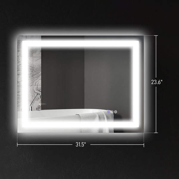 English Elm Homcom Led Bathroom Mirror With Anti-Fog, Dimmable Lighting, Memory Function & Versatile Design W2225P229192