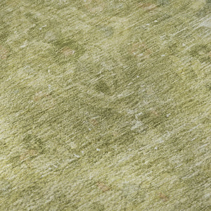HomeRoots 10' X 14' Artichoke Green Floral Medallion Area Rug - Washable, UV Protected, & Stain Resistant! 695906