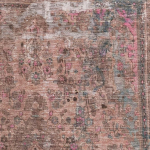 HomeRoots 8' X 10' Floral Medallion Area Rug - Pink, Gray & Blush, Washable, UV Protected, Pet Friendly Design 695910