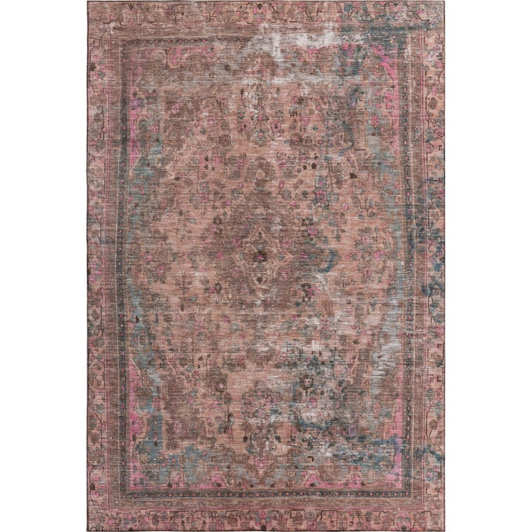 HomeRoots 10' X 14' Floral Medallion Area Rug in Pink, Gray & Blush - Washable, UV Protected, Durable Design! 695912