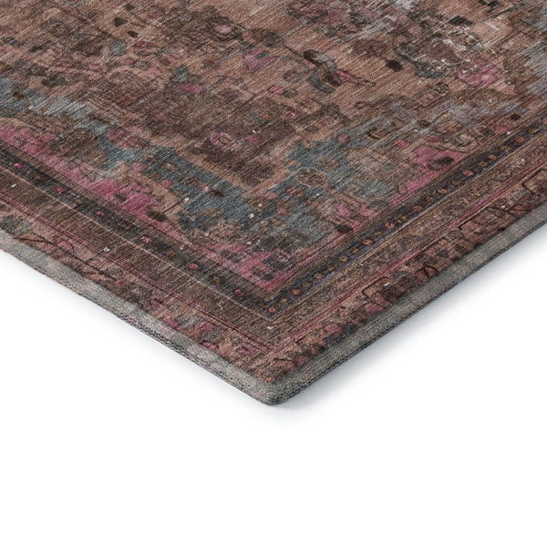 HomeRoots 10' X 14' Floral Medallion Area Rug in Pink, Gray & Blush - Washable, UV Protected, Durable Design! 695912