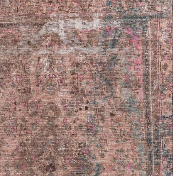 HomeRoots 10' X 14' Floral Medallion Area Rug in Pink, Gray & Blush - Washable, UV Protected, Durable Design! 695912