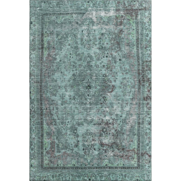 HomeRoots 8' X 10' Elegant Teal & Gray Floral Medallion Rug – Washable, Stain-Resistant, UV Protected Beauty 695916