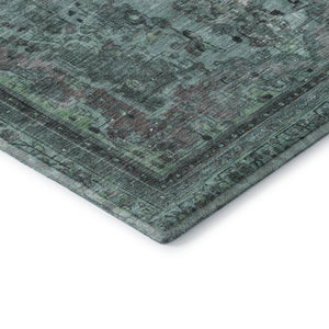 HomeRoots 8' X 10' Elegant Teal & Gray Floral Medallion Rug – Washable, Stain-Resistant, UV Protected Beauty 695916