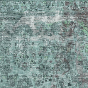 HomeRoots 9' X 12' Teal and Gray Floral Medallion Area Rug – Washable, Stain-Resistant, UV Protected Elegance 695917