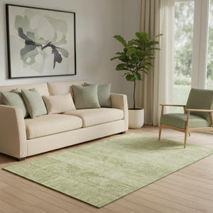HomeRoots 5' X 8' Artichoke Green & Beige Oriental Area Rug - Washable, Durable, UV-Protected, Easy-Care Design 695920