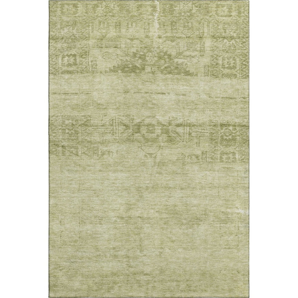 HomeRoots 5' X 8' Artichoke Green & Beige Oriental Area Rug - Washable, Durable, UV-Protected, Easy-Care Design 695920