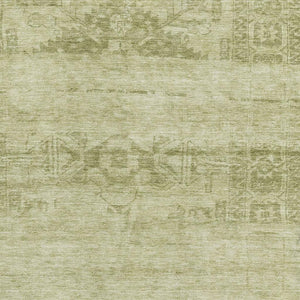 HomeRoots 5' X 8' Artichoke Green & Beige Oriental Area Rug - Washable, Durable, UV-Protected, Easy-Care Design 695920