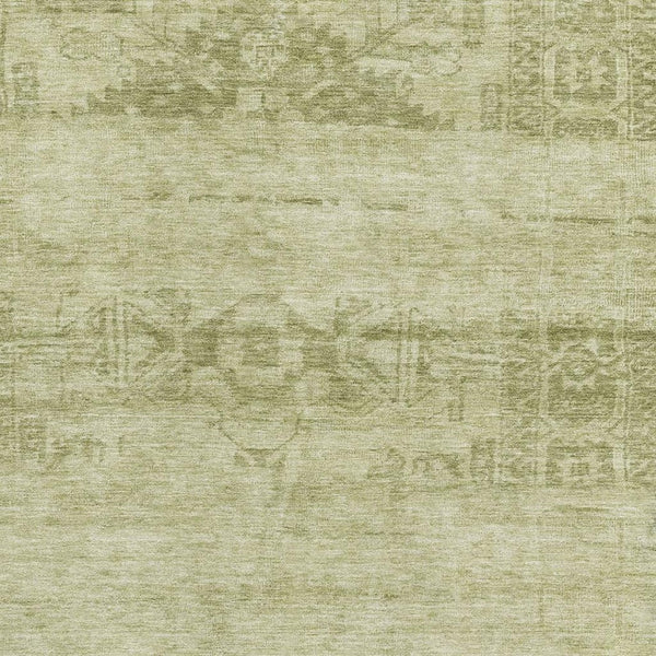 HomeRoots 5' X 8' Artichoke Green & Beige Oriental Area Rug - Washable, Durable, UV-Protected, Easy-Care Design 695920