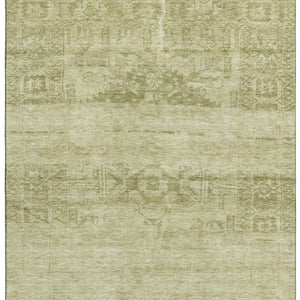 HomeRoots 5' X 8' Artichoke Green & Beige Oriental Area Rug - Washable, Durable, UV-Protected, Easy-Care Design 695920