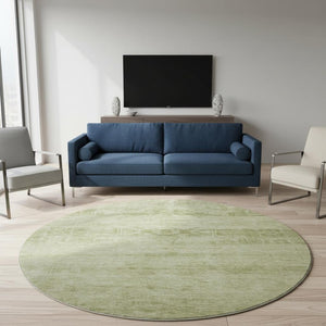 HomeRoots 8' Artichoke Green & Beige Round Rug - Washable, UV-Protected, Durable Oriental Design for Any Space 695921