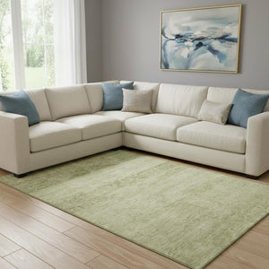 HomeRoots 8' X 10' Artichoke Green & Beige Oriental Rug – Washable, UV Protected, Stain-Resistant & Non-Slip! 695922