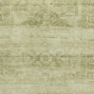 HomeRoots 9' X 12' Artichoke Green & Beige Oriental Rug – Washable, Stain-Resistant, UV Protected for Homes 695923