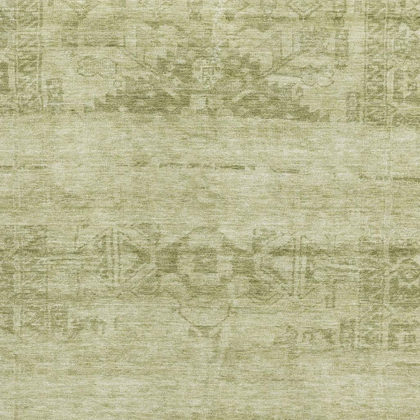 HomeRoots 9' X 12' Artichoke Green & Beige Oriental Rug – Washable, Stain-Resistant, UV Protected for Homes 695923