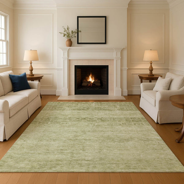 HomeRoots 10' Artichoke Green & Beige Oriental Washable Area Rug - UV Protected, Stain Resistant & Durable Design 695924
