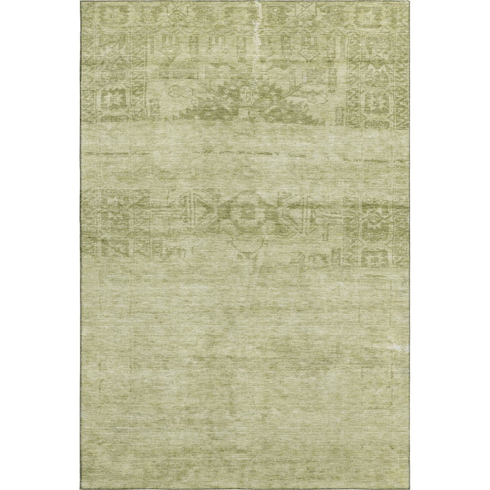 HomeRoots 10' Artichoke Green & Beige Oriental Washable Area Rug - UV Protected, Stain Resistant & Durable Design 695924