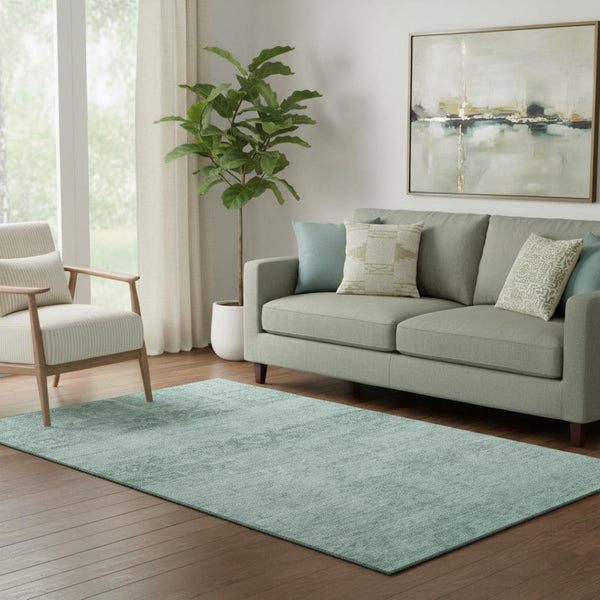 HomeRoots 5' X 8' Aqua And Teal Oriental Area Rug – Washable, UV-Protected, Stain-Resistant & Pet-Friendly! 695926