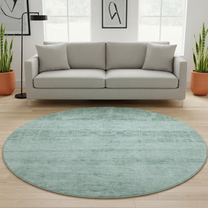 HomeRoots 8' Vibrant Aqua and Teal Washable Round Rug with UV Protection - Perfect for High-Traffic Spaces! 695927