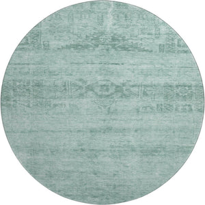 HomeRoots 8' Vibrant Aqua and Teal Washable Round Rug with UV Protection - Perfect for High-Traffic Spaces! 695927