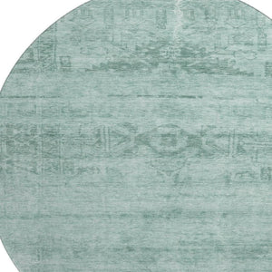 HomeRoots 8' Vibrant Aqua and Teal Washable Round Rug with UV Protection - Perfect for High-Traffic Spaces! 695927