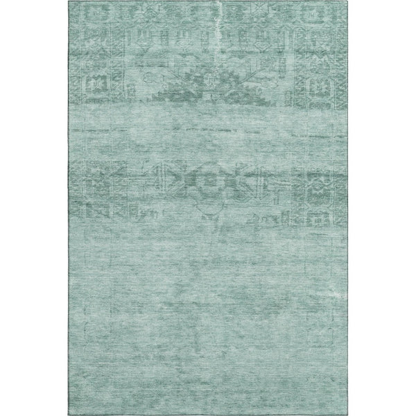 HomeRoots 10' X 14' Aqua and Teal Oriental Area Rug - Washable, UV Protected, Stain Resistant for Homes with Kids 695930