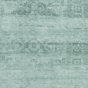 HomeRoots 10' X 14' Aqua and Teal Oriental Area Rug - Washable, UV Protected, Stain Resistant for Homes with Kids 695930