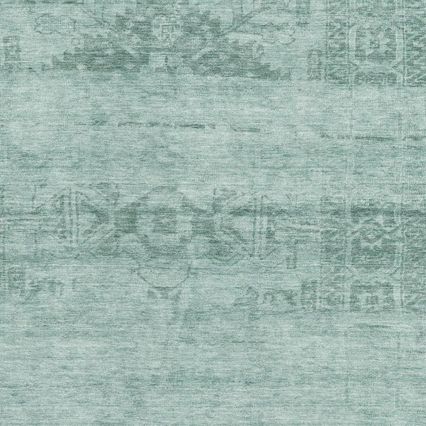 HomeRoots 10' X 14' Aqua and Teal Oriental Area Rug - Washable, UV Protected, Stain Resistant for Homes with Kids 695930