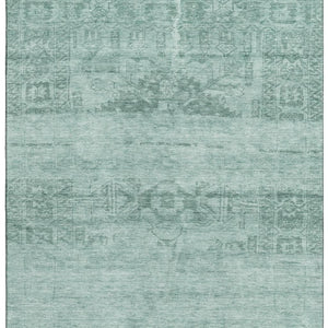 HomeRoots 10' X 14' Aqua and Teal Oriental Area Rug - Washable, UV Protected, Stain Resistant for Homes with Kids 695930
