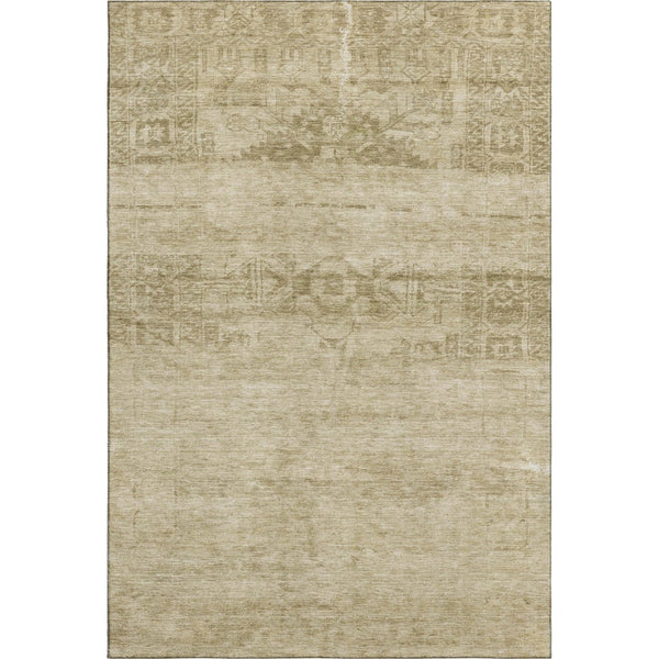 HomeRoots 5' X 8' Beige and Taupe Oriental Area Rug - Washable, UV Protected, Durable for Kids and Pets! 695932