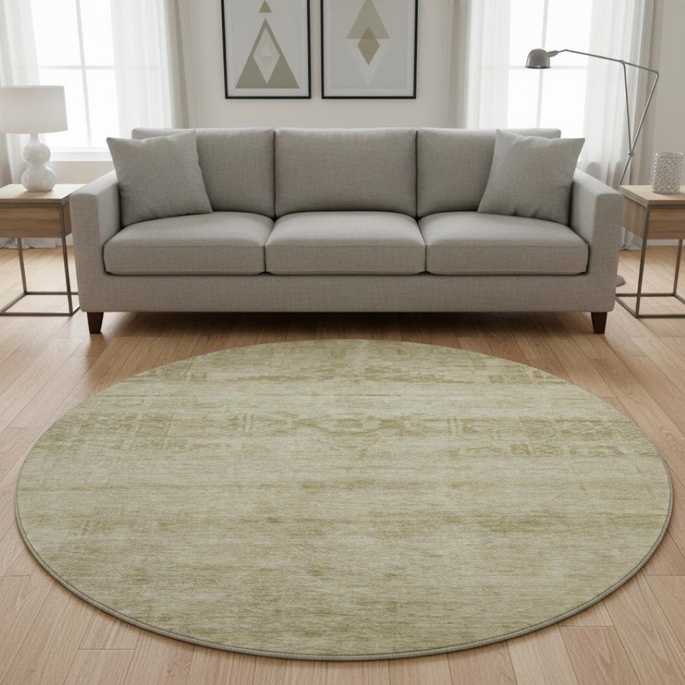 HomeRoots 8' Beige and Taupe Oriental Round Rug – Washable, UV Protected, Durable for Busy Homes & Stylish Décor 695933