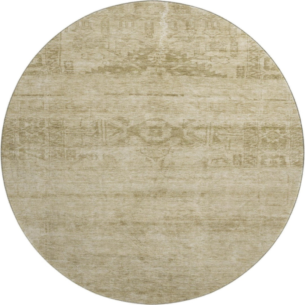 HomeRoots 8' Beige and Taupe Oriental Round Rug – Washable, UV Protected, Durable for Busy Homes & Stylish Décor 695933